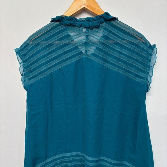 Sundance Women Sheer Ruffle 100% Silk Blouse Top Shirt Size Medium C037 -6 - Picture 11 of 14